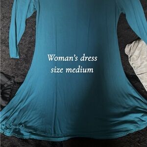 Teal Long-Sleeve Swing Dress - Women's Medium